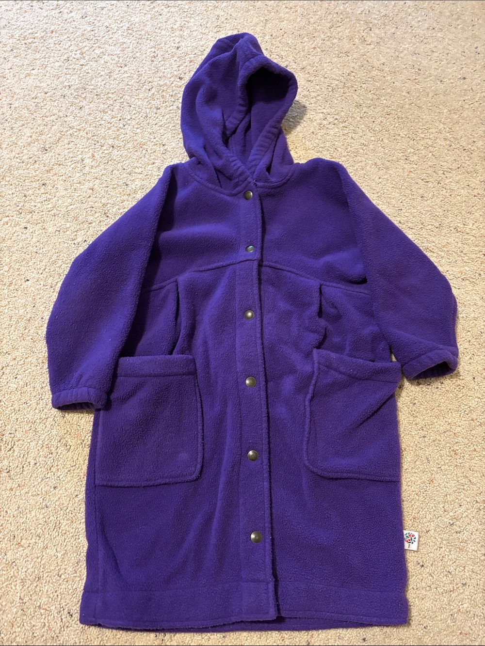 Kids Purple Hooded Fleece Coat